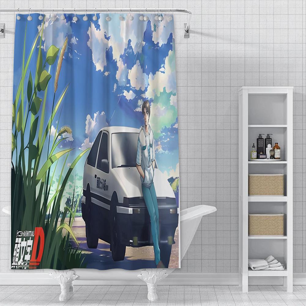 Tenda da doccia Impermeabile Tessuto Poliestere Pittura Colorata Tende da Bagno Iniziale D Casa Bagno Decorazione Tenda Con Gancio