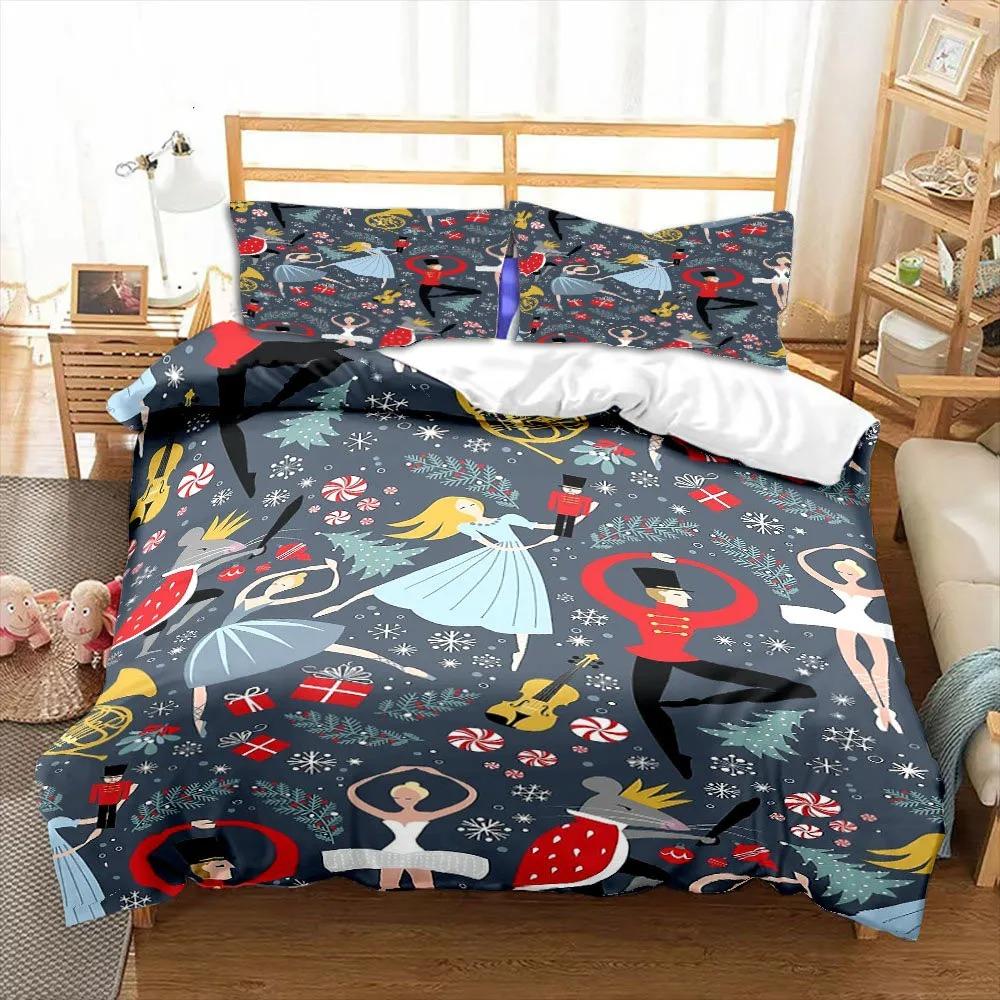 Nutcracker Cartoon Duvet Cover Merry Christmas Gift Boys Bedroom Decoration Women Men Cartoon Royal Guarder Queen King Size