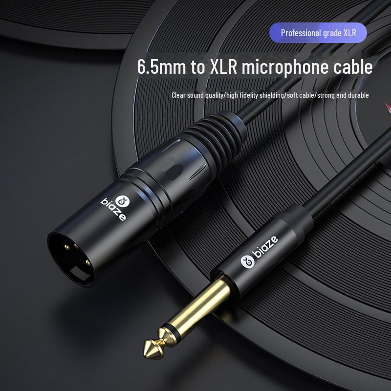 Biaz 1.5m Microphone Audio Cable: 6.5mm to Canon Male, Canon Male to Female, 6.35mm Port