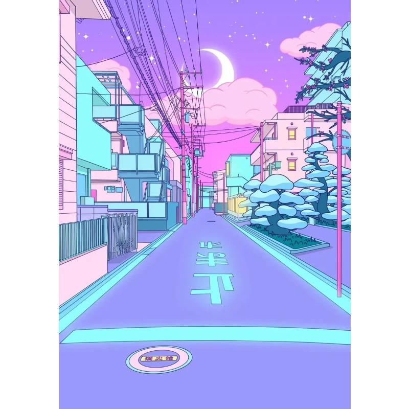 Classic Abstract Aesthetics Wall Art 80s Neon City Street Steam Wave HD Oil On Canvas Posters And Prints Home Bedroom Decor Gift