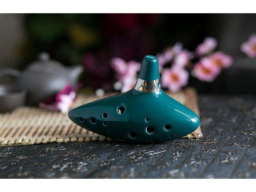 Dark Green 12-Hole Alto C Key Zelda Ocarina with Excellent Intonation and Tone