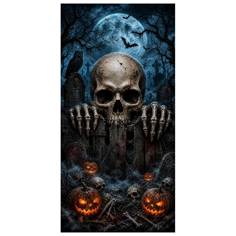Spooky Halloween Background Bone Accent Skull Halloween Backdrop Halloween Banner Skull Theme Graveyard Backdrop For Spooky