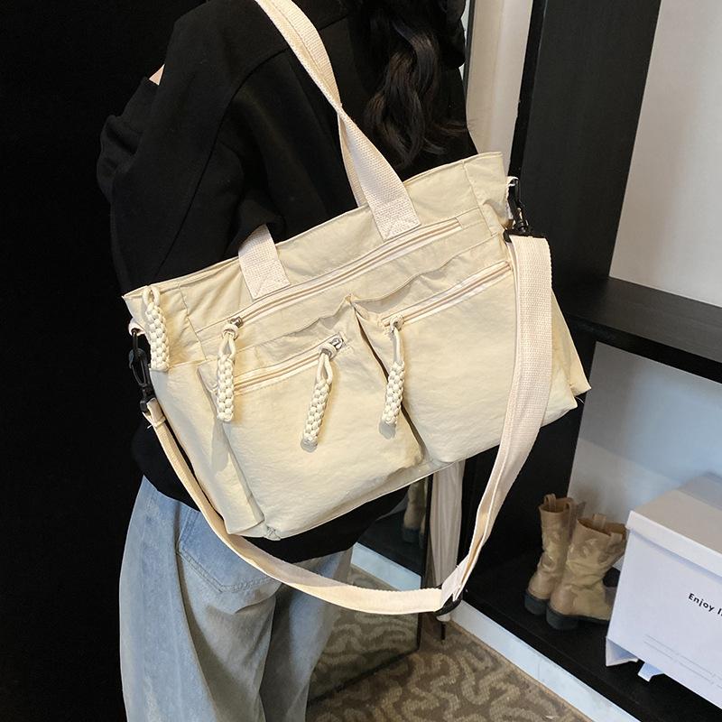 

2025 летняя новая сумка-тоут женская холщовая сумка-тоут большой вместимости женская сумка-тоут через плечо белый