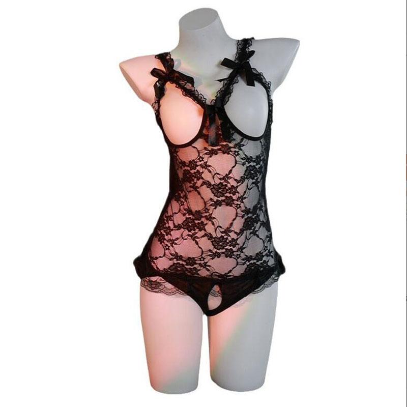 Sexy Erotische Offene Brust Offener Schritt Lenceria Mesh Spitze Unterwäsche Frauen Intime Dessous Schrittloser Body Sexy Kostüme