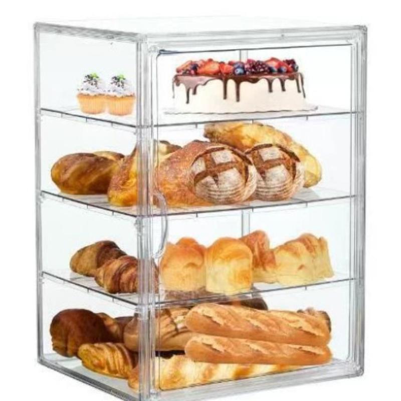 Clear Plastic 1/2/3/4 Tier Bread Display Case Dust Proof Large Capacity For Kitchen Counter Bakery Pastry Storage