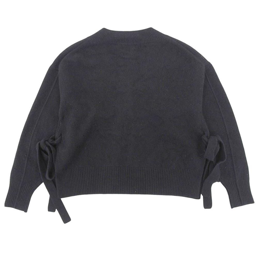 LE CIEL BLEU In Good Condition Wool X Cashmere Side Slit V-neck Knit Pullover Top for Women, Black, Size 36, 24A61415 Tops 36 blackUsed