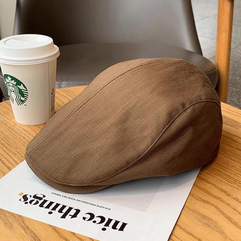 

British style retro forward hat women spring and autumn versatile anti-wearing beret fashion big head circumference show face small hat trend M（56-58cm） коричневий