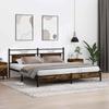 Metal Bed Frame Without Mattress Smoked Oak Finish 193 X 201 Cm