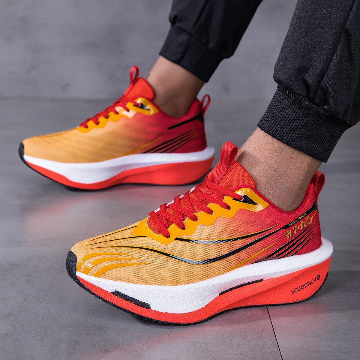 

Guochao Ultra-Light And Breathable Full-Palm Carbon Plate Racing Running Shoes Men S Real Explosive Soft-Soled Shock-Absorbing And Non-Slip Sports 39 красный