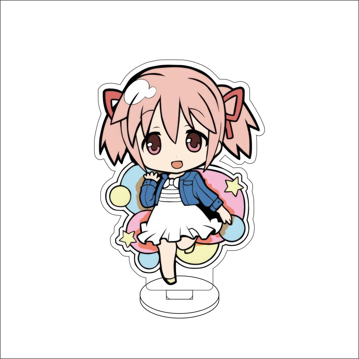 

10CM Anime Puella Magi Madoka Magica Figure Stand Model Kaname Madoka/Akemi Homura Cute Desk Decor Standing Sign Gifts 10CM