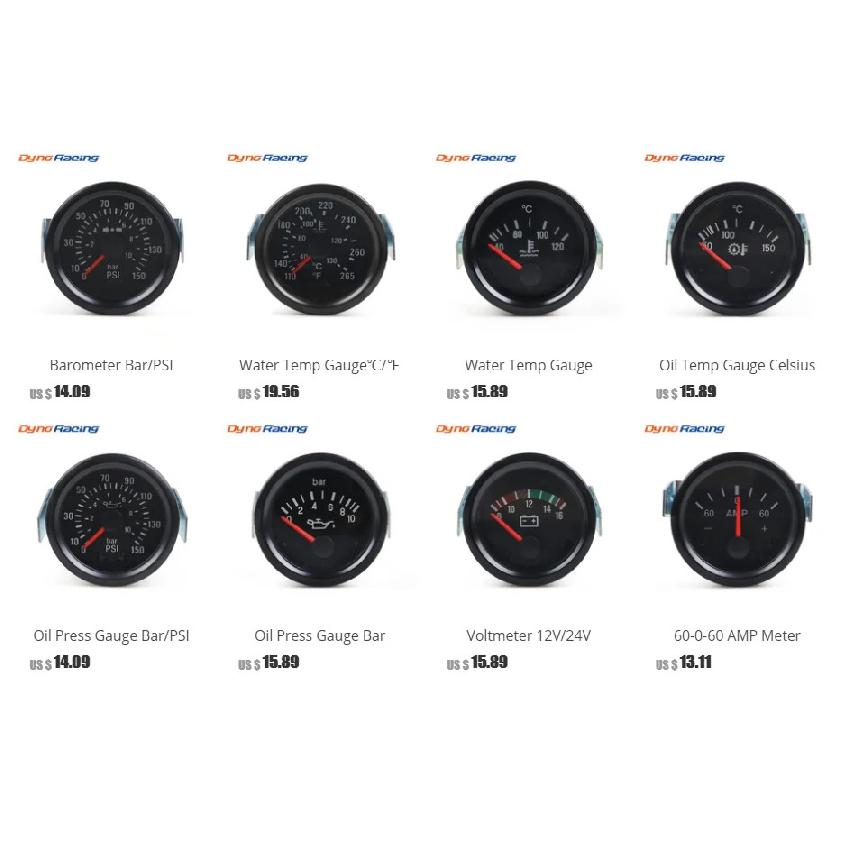 2" 52MM Mechanical Water Temp Gauge 40-130℃/110-265℉ Water Temperature 12V Temp Gauge Yellow Light Car Meter With Sensor NPT 1