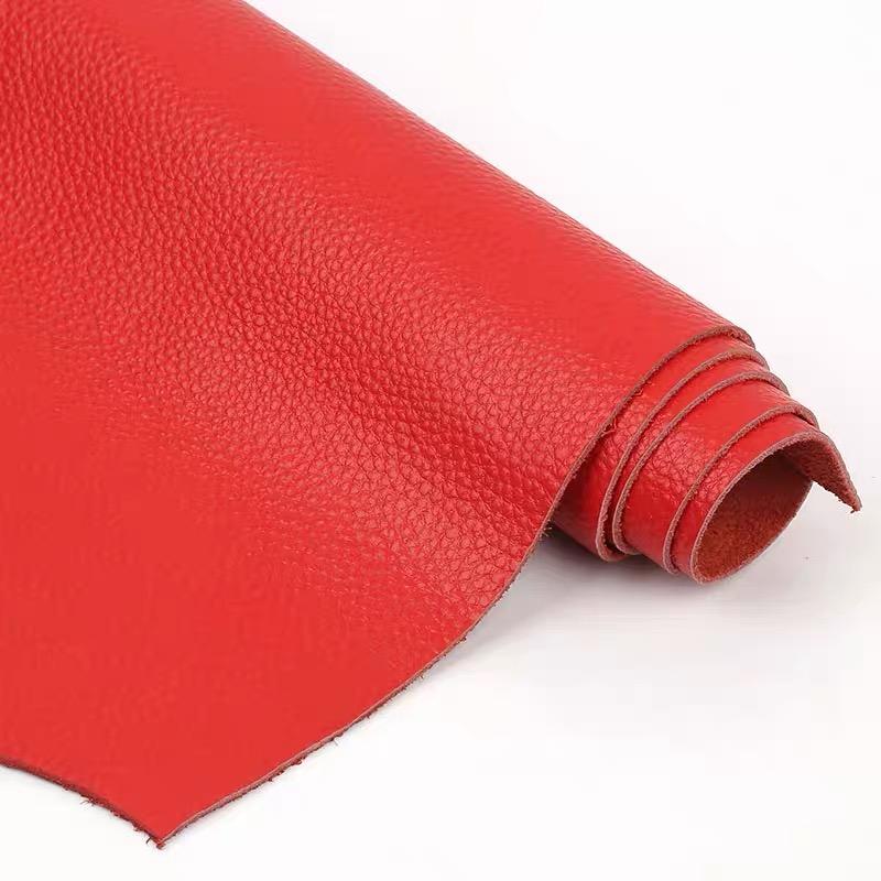Big Red Cowhide, Lychee Patterned Soft Leather Fabric, Sofa Seat Cushion, Headboard Soft Bag, Whole Top Layer Leather