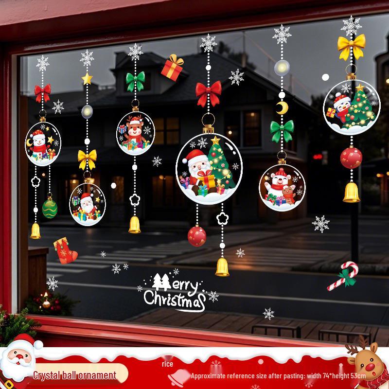 Christmas Tree Ornaments & Window Clings Set: Festive Static Stickers for Glass, Doors, and Holiday Decor