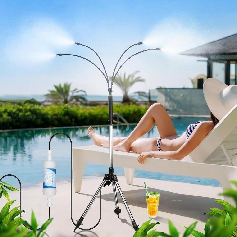 Adjustable Height Misting System Mist Fan Water Misters Cooling Standing Misters BBQ