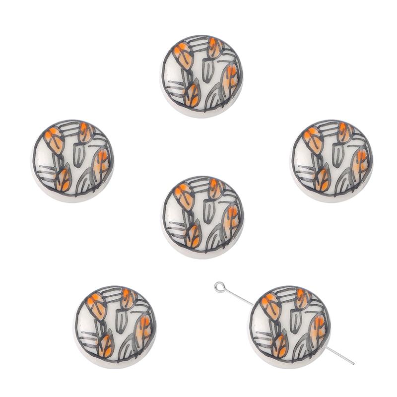 2 buc/pungă Vopsea manuală 15 mm Mărgele de porțelan ceramică cu model de inimă de flori Mărgele distanțiere libere pentru colier, cercei, bijuterii, artizanat