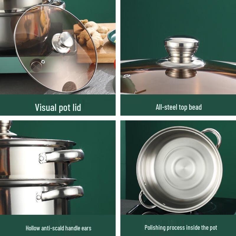Wutuo 24CM Double-Layer Stainless Steel Steamer Pot