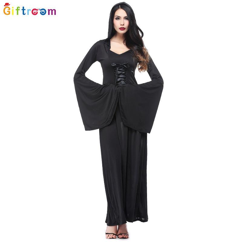 Long Black Stylish Vampire Dress For Women Perfect For Stage Shows And Themed Parties