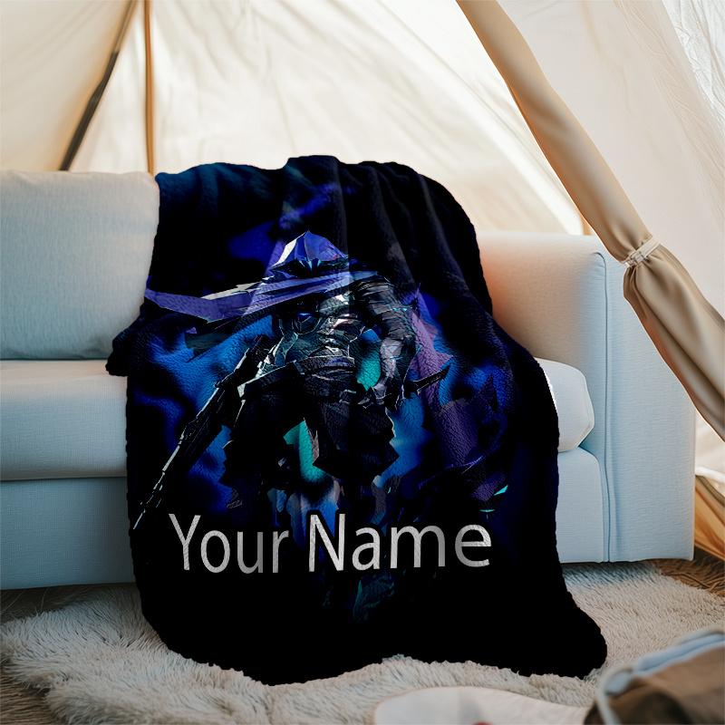 Custom Name Valorant Theme Printed Blanket - Perfect for Couch, Bed, Travel & Outdoor Use | Machine Washable, Cozy & Durable.