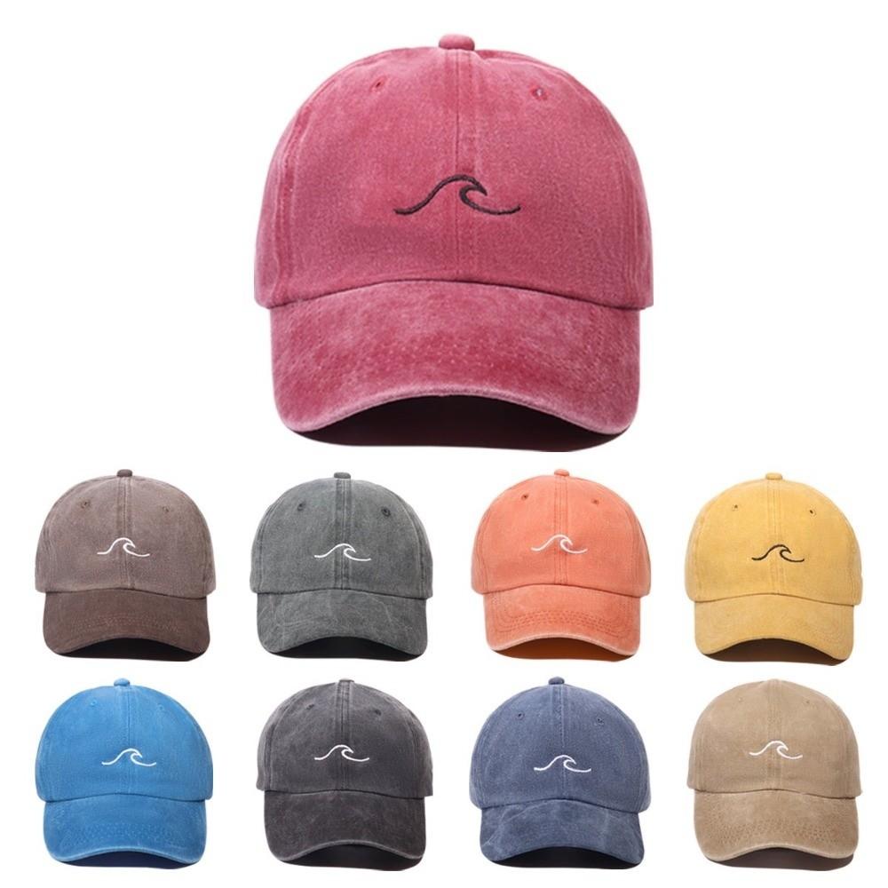 Gorra de Béisbol Bordada con Patrón de Ola Tendencia Ala Ancha Color Sólido Gorra de Béisbol Informal Sombrero para el Sol Mujer