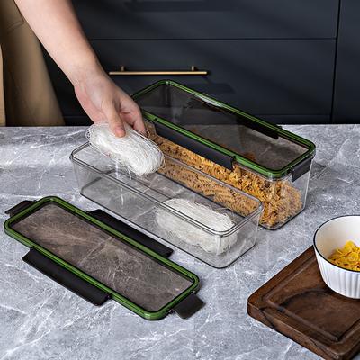 Scatola per la conservazione della pasta rettangolare di grande capacità con guarnizione in silicone Contenitore per alimenti sigillato dal design visibile a prova di umidità