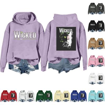 Lässiger Langarmpullover für Damen mit Hexen-Print und Kapuze