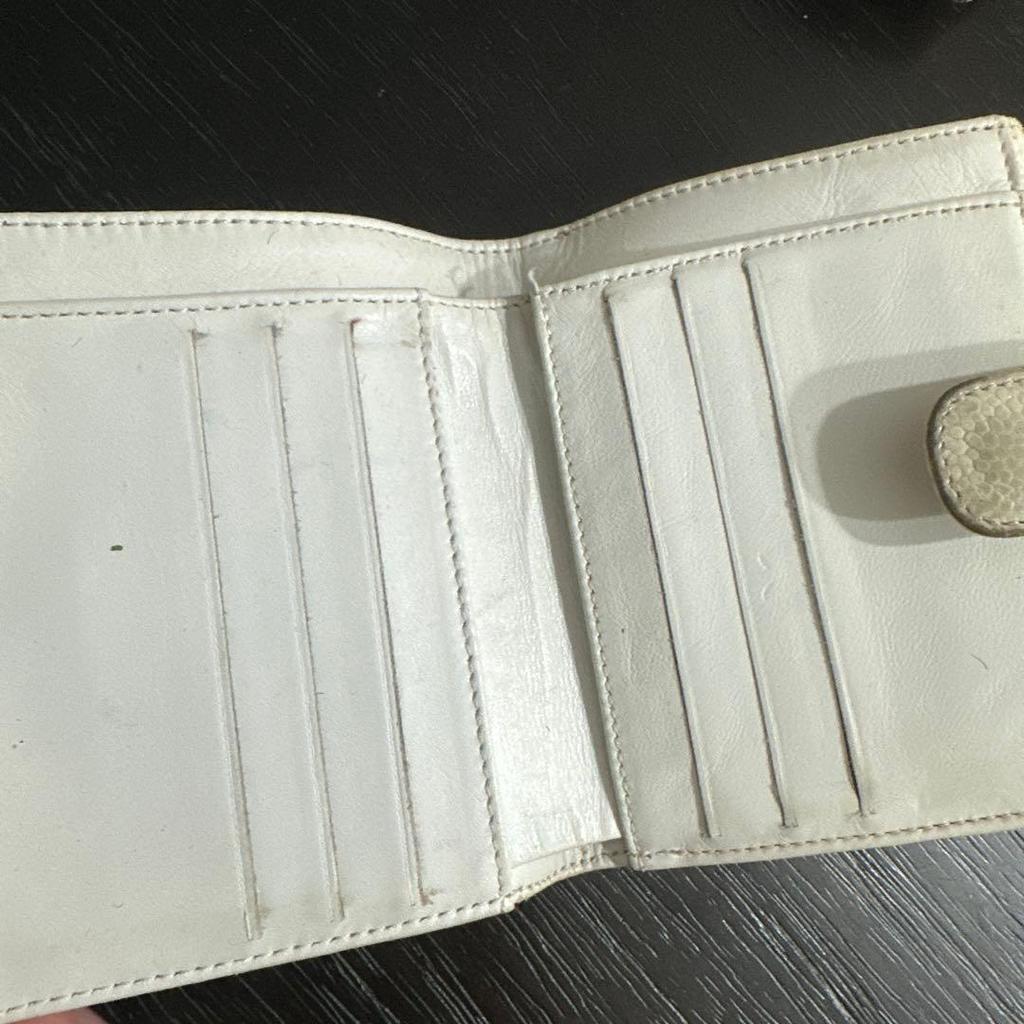 Used CHANEL CC mark bi-fold wallet white