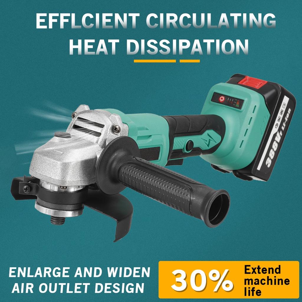 1000W 388VF Cordless Impact Angle Grinder DIY Power Tool 125mm Electric Polisher Cutting Grinding Machine