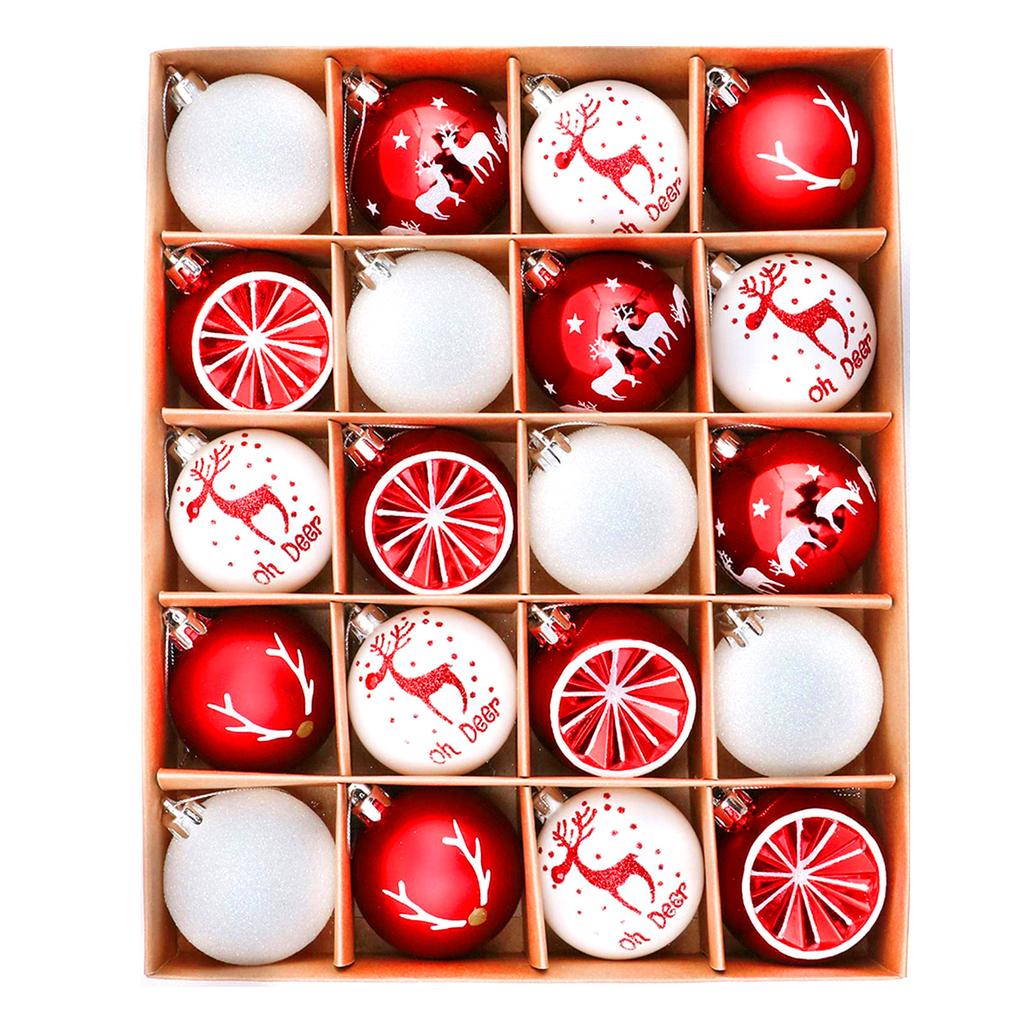 20-Pack Electroplated Plastic Christmas Balls - Mixed Color Glitter Ornaments With For Holiday Tree Decor