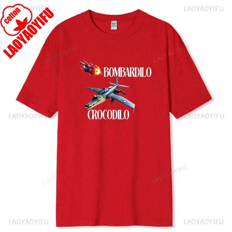 Italian Brainrot Shirt BOMBARDILO CROCODILO Funny AI Art 2025 Viral Meme Mythical Shanhaijing Design Cotton Tee Adult Casual Top