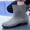 Unisex Mid-Calf Waterproof Rain Boots: Non-Slip, Wear-Resistant Rubber Shoes for Outdoor, Kitchen, Car Wash & Sports. Pull-On Style.