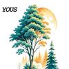 DIY Nature Theme Room Accents Mountain Forest Waterfall Scenery Wall Sticker, PVC Waterproof Mural, Peel And Stick Art Healing Atmosphere