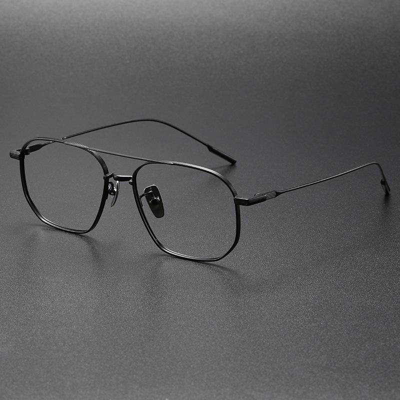 High End Premium Eyeglass Double Bridge Wholesale Eye Frames Black Glasses Titanium Eye Glass Frames