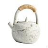 Ceramic Teapot Japanese Portable Decorative Kettle Water Boiler with Hemp Rope Handle Round Spout