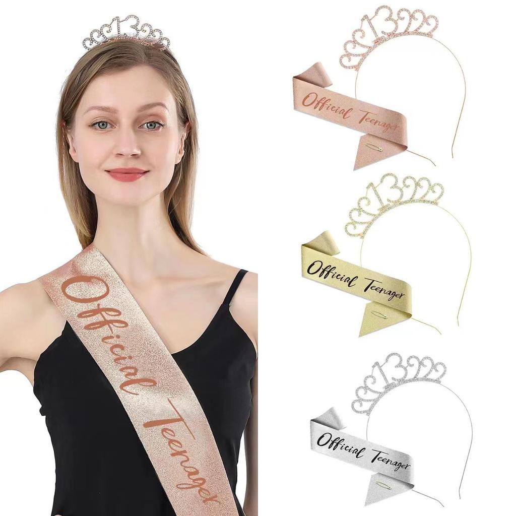 Cross-Border Digital Birthday Crown Set: Headdress, Party Shoulder Strap & Etiquette Belt Photo Prop for Girls