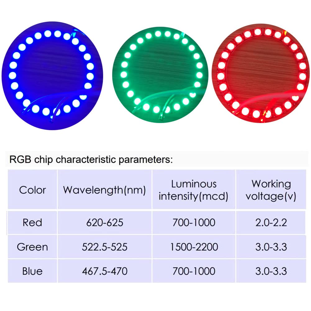 DIYmall 24-bit RGB LED Ring 24 x WS2812B WS2812 5050 Lamp Light with Built-in Driver, Full Color Light Addressable Ring for Arduino Raspberry Pi ESP32