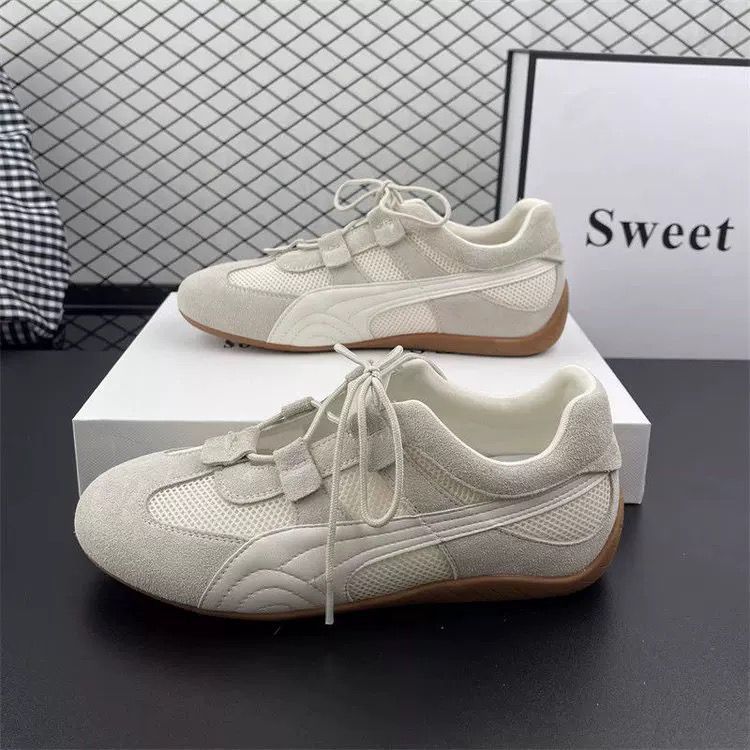 

Мягкая кожа немецкие тренировочные туфли для женской осени новые дышащие сетчатые повседневные ретро кроссовки Forrest Gump низкие износостойкие кеды для женщин 40