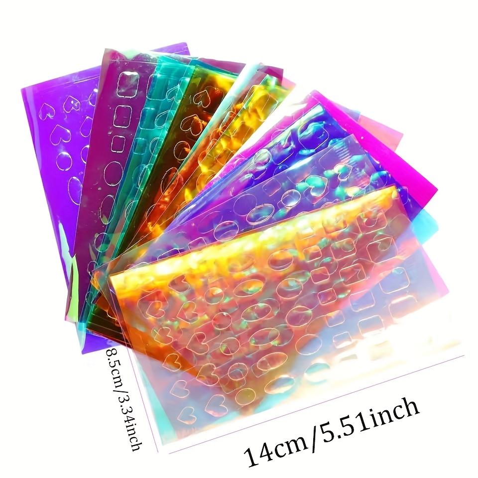 11pcs/Set Aurora Glass Foil Transfer Nail Art Stickers Kit, Self-Adhesive Colorful Nail Decals Reflective Laser Nail Paper for Nail Beauty Decoration