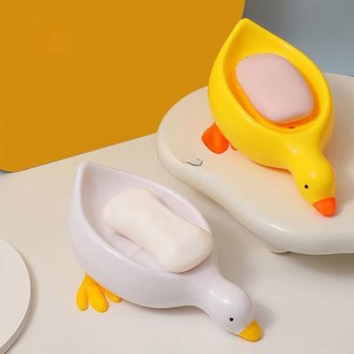 Boîte à savon en forme de canard, joli porte-savon auto-drainant en forme de canard de dessin animé, design ouvert