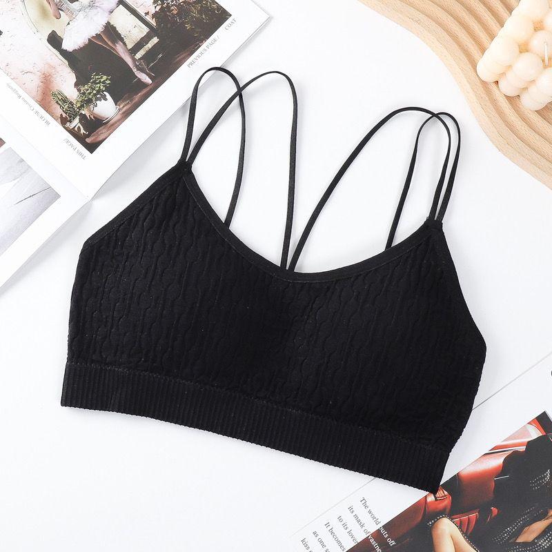 Plus Size Red Spaghetti Strap Backless Bra for Women Non-magnetic Student Sports Cami Bustier Push-Up