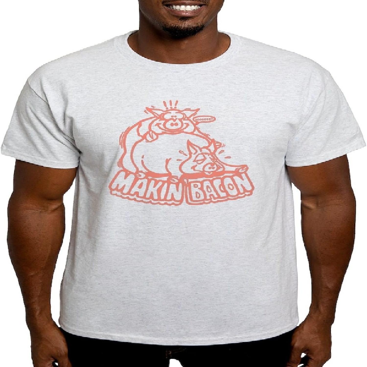 CafePress Makin Bacon T Shirt Men s 100% Cotton, Classic Graphic Light T-Shirt S