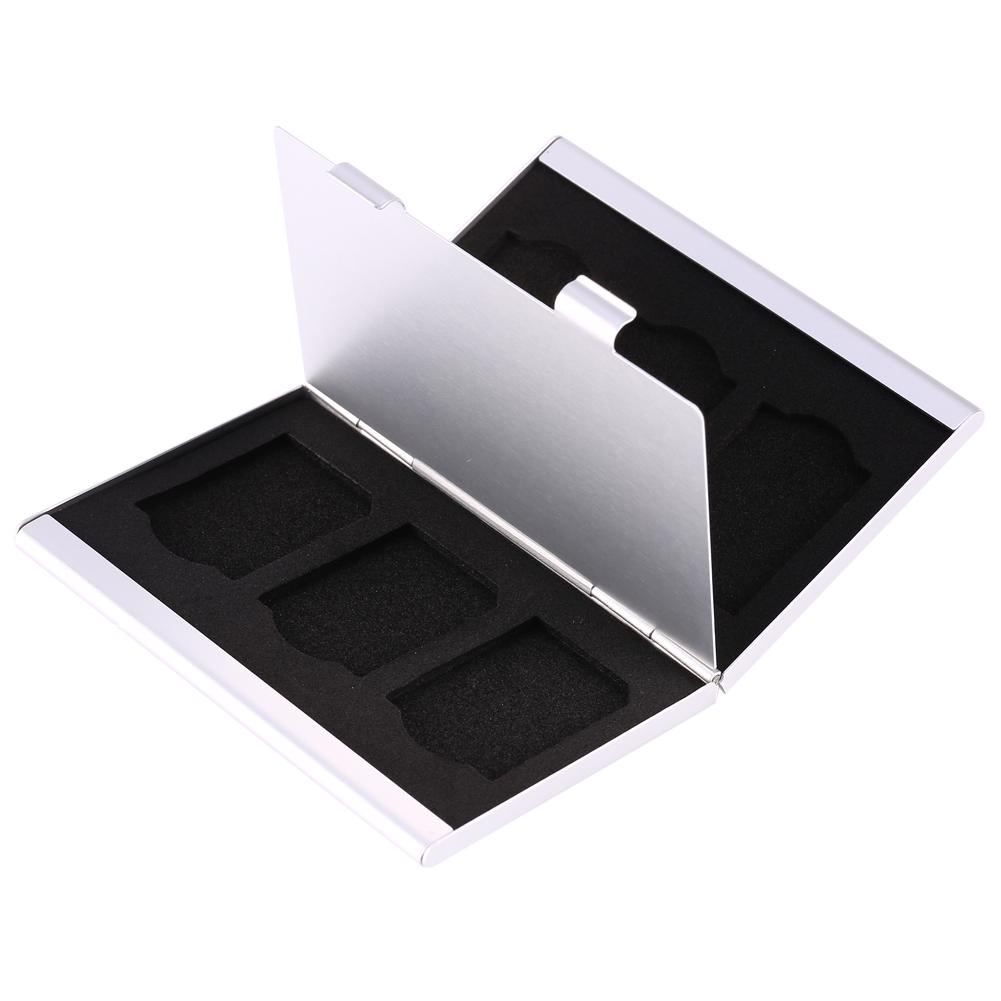Portable Aluminum for 6pcs SD Memory Cards Storage Box Case Holder Protector Easy Carry