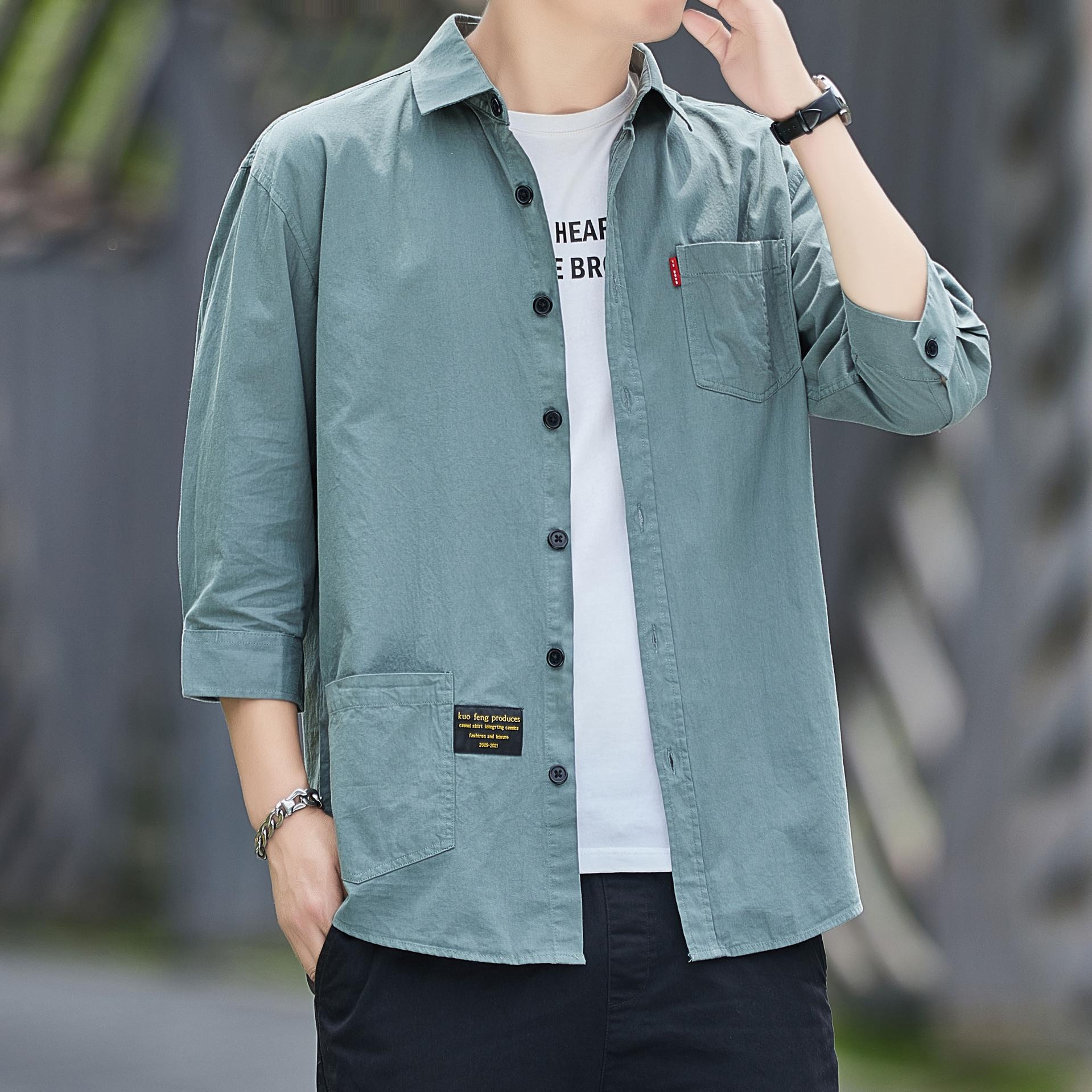 

Мужская повседневная рубашка с рукавом три четверти L