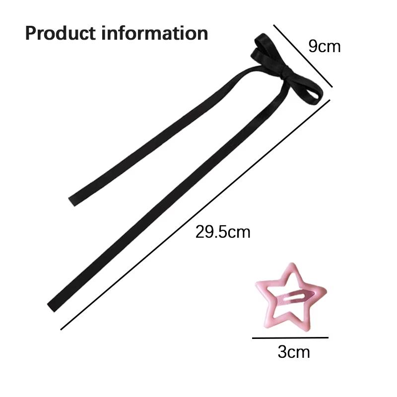 18 pcs BB Clip of hair for women and girls Y2K cute star clips style headband with long bow ribbon Clip for Hair accessories