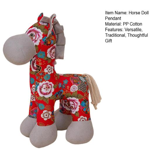Jucărie de pluș Cal în floare de bujor Stil chinezesc Mascota Anul Calului Material floral Ornament zodiacal Decorațiune Festivalul Primăverii