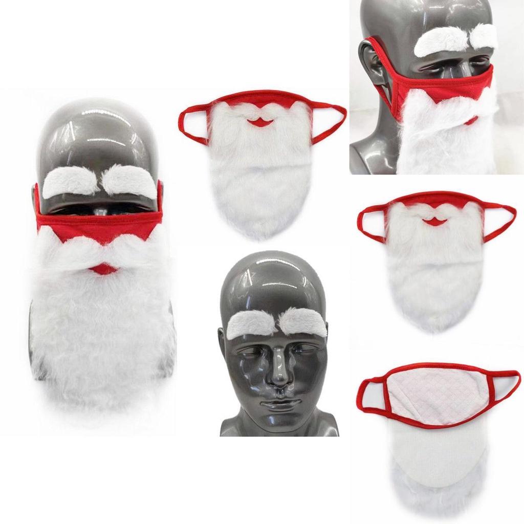 Christmas Santa Claus Eyebrows Beard Party Mask Set For Adults Soft And Fluffy Cotton Fabric