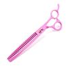 Napson Pink 8.0" Pet Grooming Scissors Set: Straight, Curved & Thinning (4 Pieces)