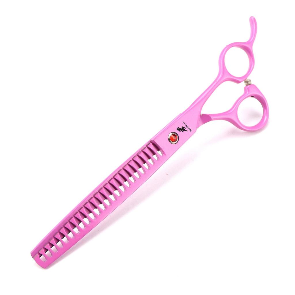 Napson Pink 8.0" Pet Grooming Scissors Set: Straight, Curved & Thinning (4 Pieces)