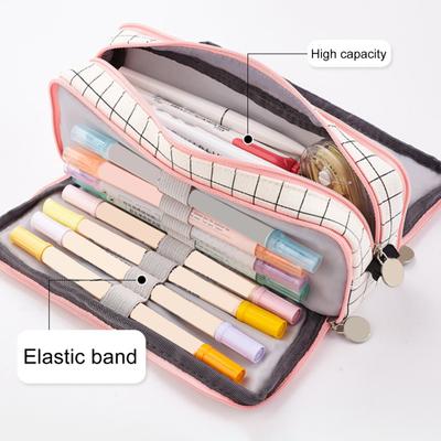 Utile astuccio in tela a scomparti multipli, resistente all'usura, di grande capacità, per scatola di cancelleria domestica