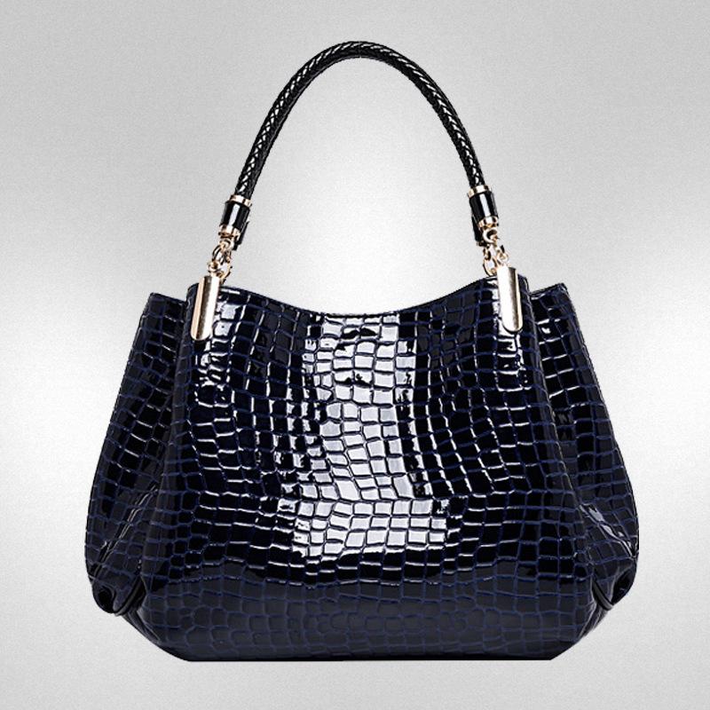 

Женская сумка новая с крокодиловым узором портативная зрелый темперамент женская сумка сумочка Веер женская сумка через плечо синий