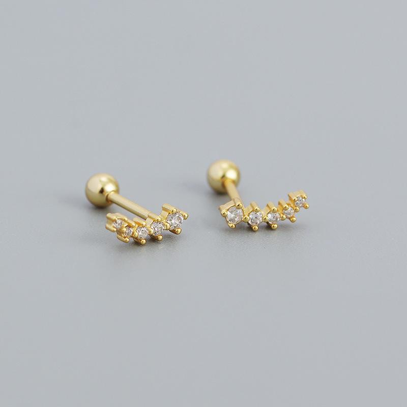 

WANTME 925 Sterling Silver Trendy Simple Shiny Zircon Small Stud Earrings for Women Ear Bone Piercing Korean Jewelry Accessories золотий